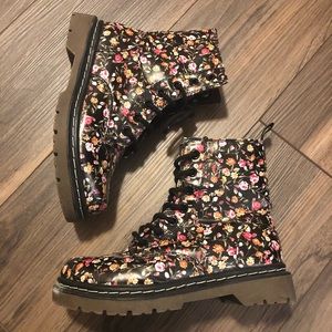 Floral combat boots